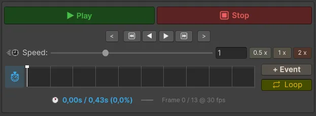 Controles de reproducción de Animation Control Hub