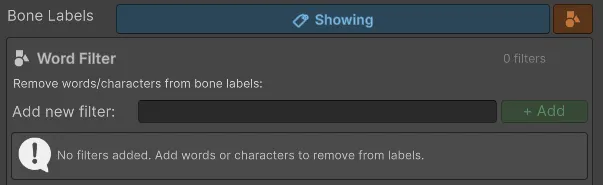 Filtros de huesos por texto o exclusión.
