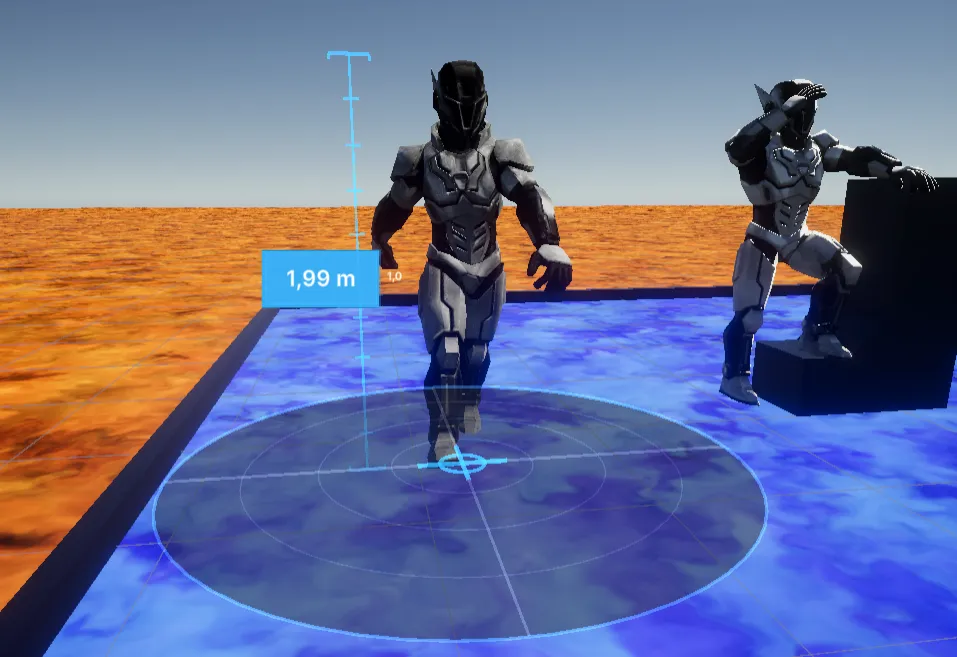Height Ruler mostrando la altura del personaje en comparación con una línea objetivo