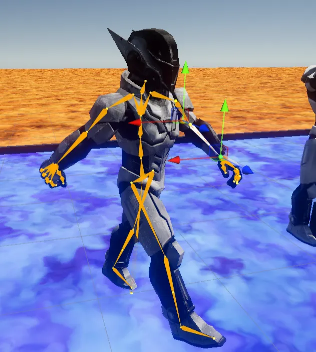 Modo de cinemática inversa para edición de huesos.