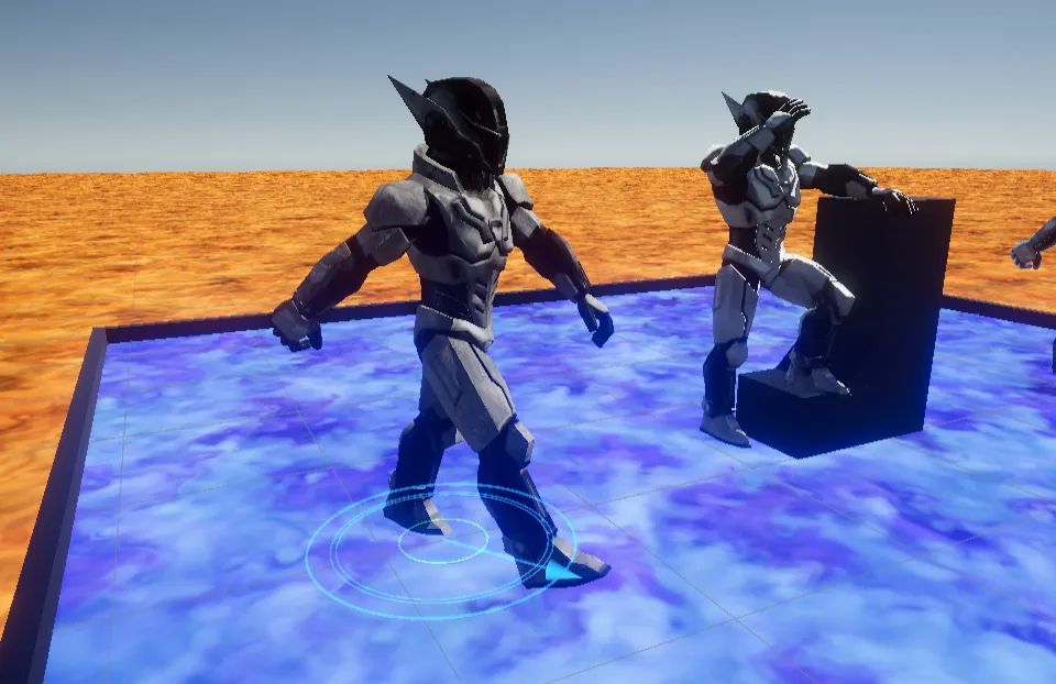 Vista en la escena de Animation Control Hub con el grid y el personaje alineado