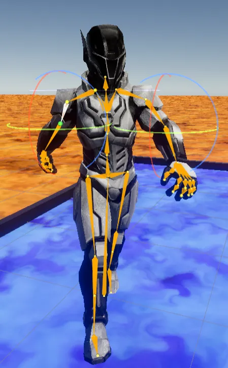 Mostrando huesos en la vista de escena