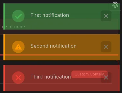 Muestra de Notificaciones flotantes en la esquina de Dashly