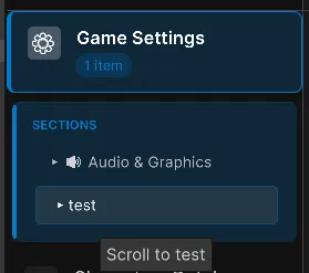 Navegador de secciones en Dashly para saltar rápidamente a la sección deseada