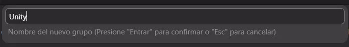 Ingresar nombre del nuevo grupo