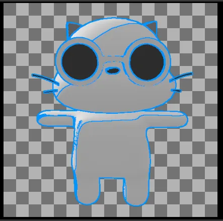 Ejemplo de efecto Outline aplicado a un modelo en Icon Generator
