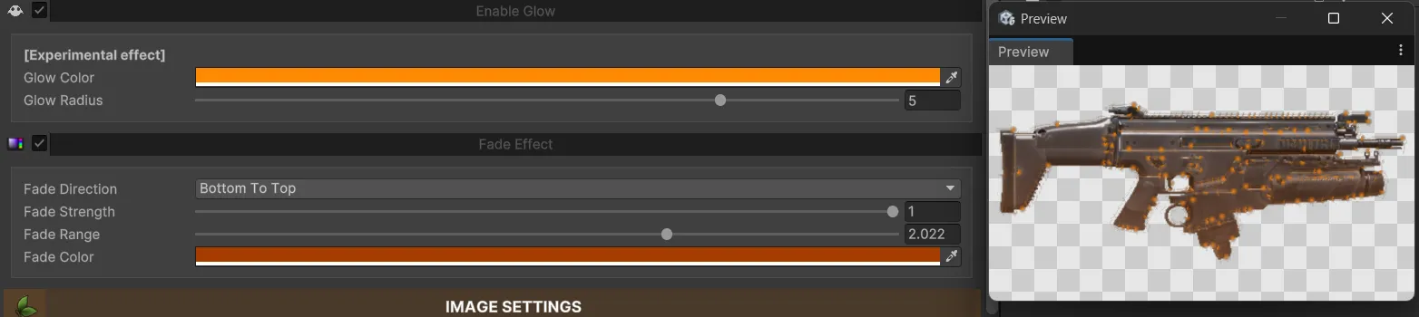 Ajustes del efecto Glow en Icon Generator para controlar intensidad, color y tamaño del resplandor
