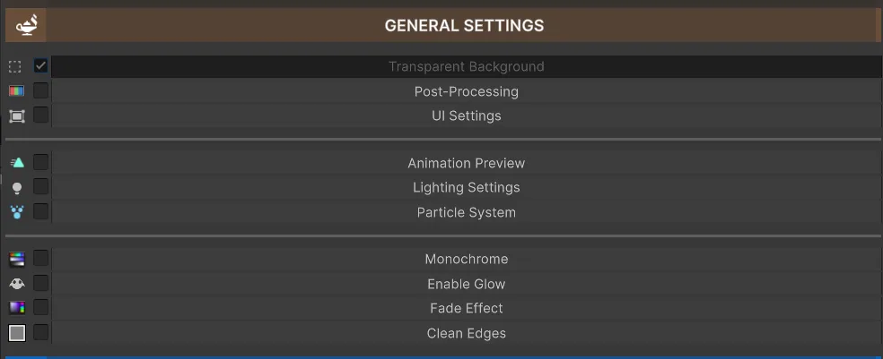 Panel de General Settings en Icon Generator