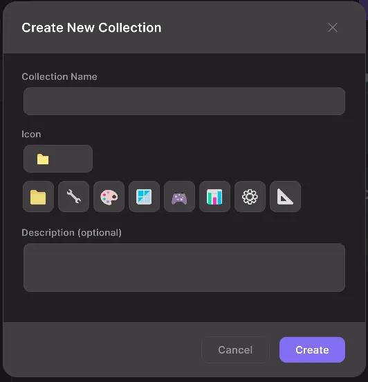 Vista de edición de colección mostrando formulario para editar propiedades de la colección