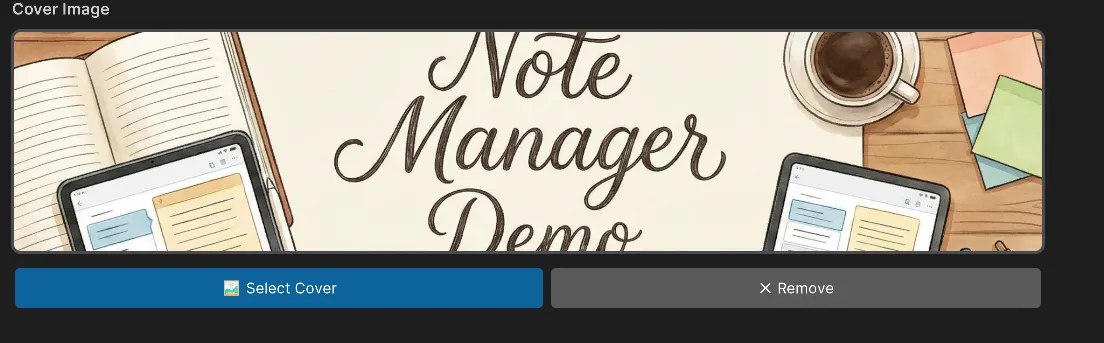 Configuracion de cover image en Note Manager